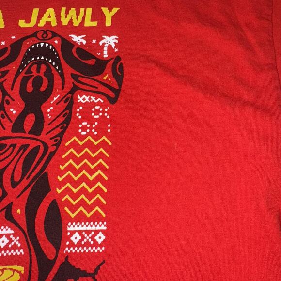 PIPELINE MENS XL HAWAIIAN SHARK CHRISTMAS GRAPHIC T-SHIRT RED COTTON - Picture 5 of 8